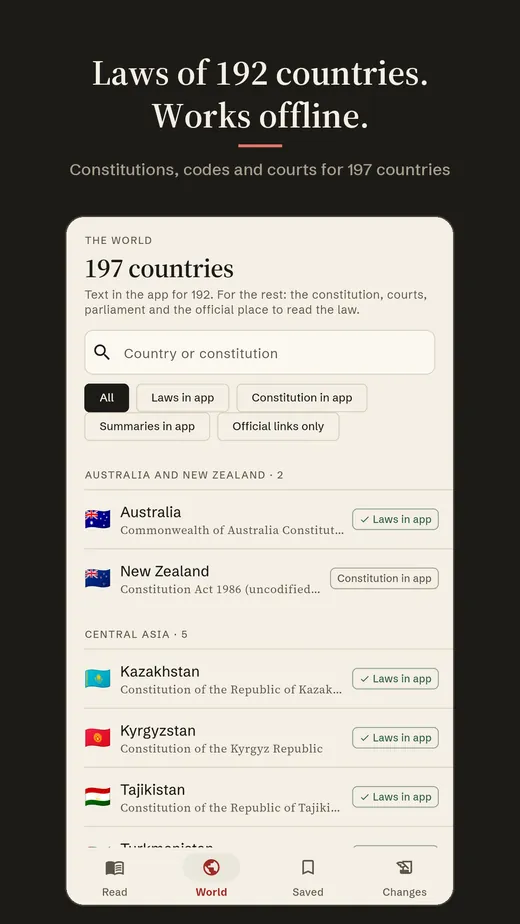 Lawlamp app: laws of 192 countries