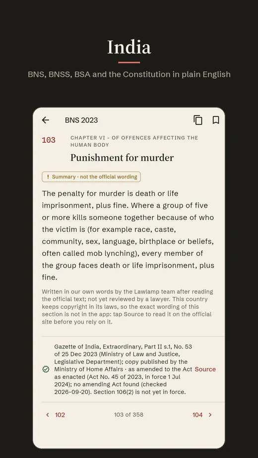 Lawlamp: India BNS summary