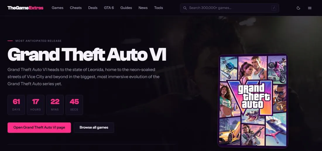 TheGameExtras website