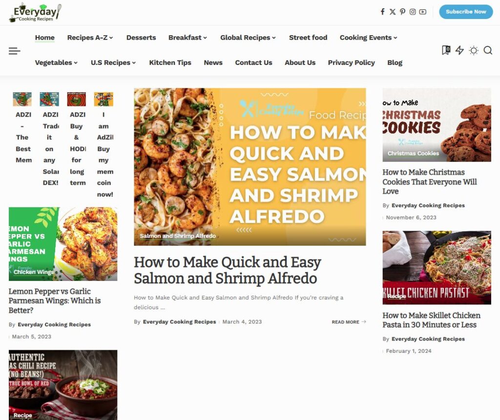 EverydayCookingRecipes.com - WordPress Project by Shahzeb Speaks