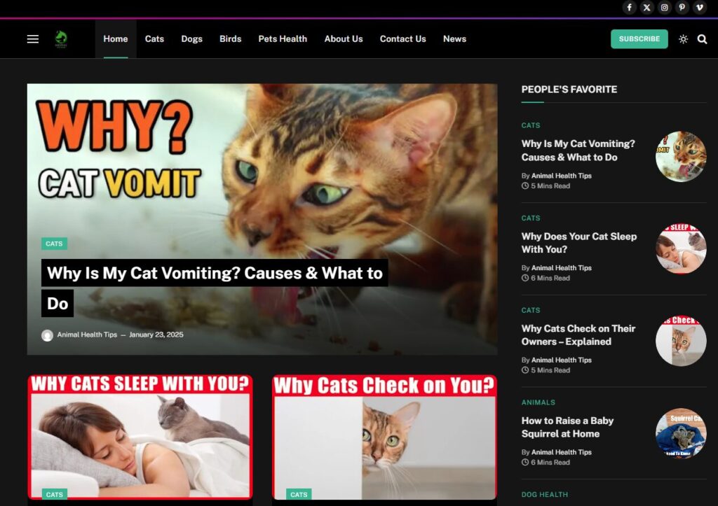 AnimalHealthTips.com - WordPress Project by Shahzeb Speaks