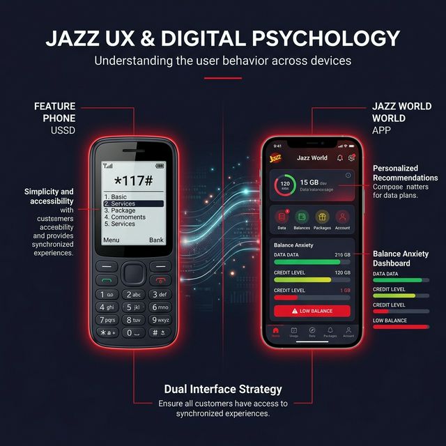Jazz UX & Digital Psychology — Dual Interface Strategy Infographic