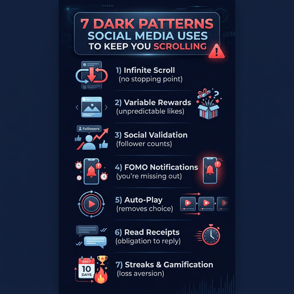 The 7 Dark Patterns — How Apps Keep You Scrolling