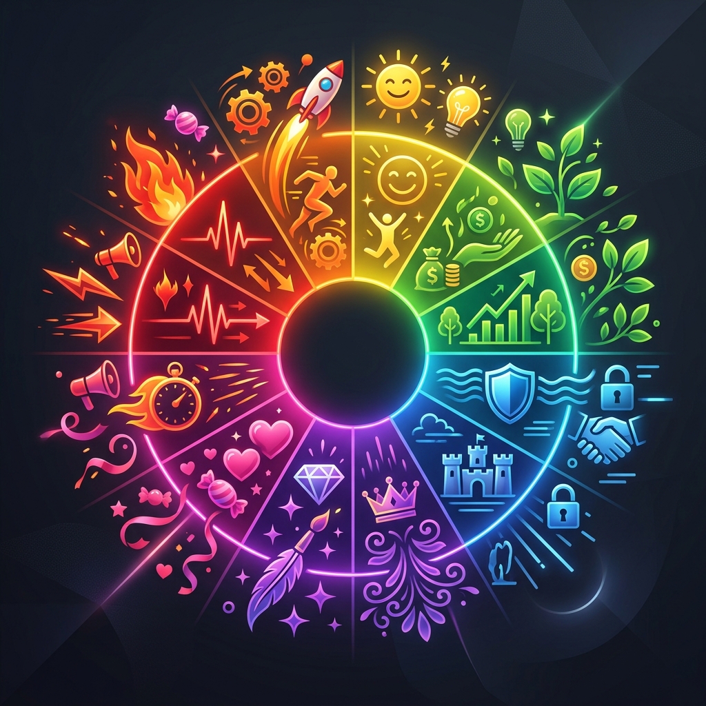 Color psychology wheel showing how different colors trigger specific emotions in marketing and branding