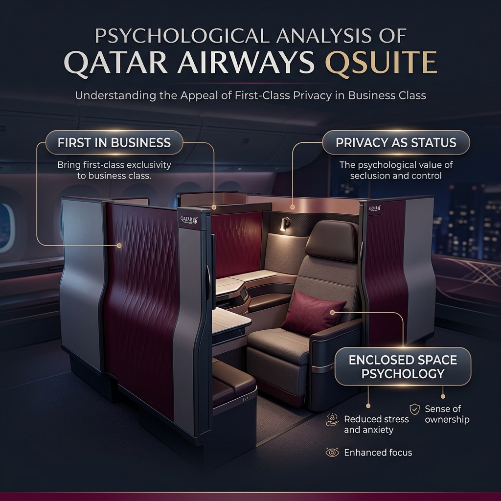 Qatar Airways Qsuite category reframing psychology showing how business class with doors made first class look outdated