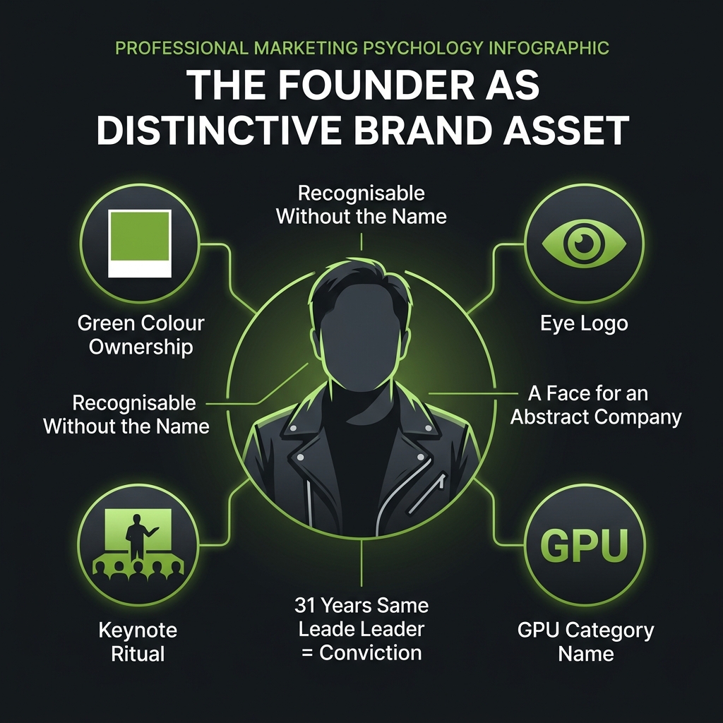 How Jensen Huang and the leather jacket function as distinctive brand assets for Nvidia