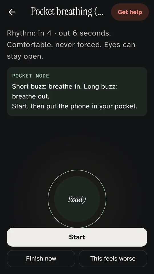 Pocket breathing practice in the dark Graphite theme